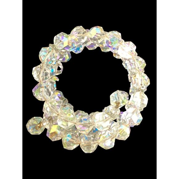VTG Bracelet Women’s 1 Size Crystal Beads Wrap Around Type 3 Strands Iridescent - Picture 2 of 5